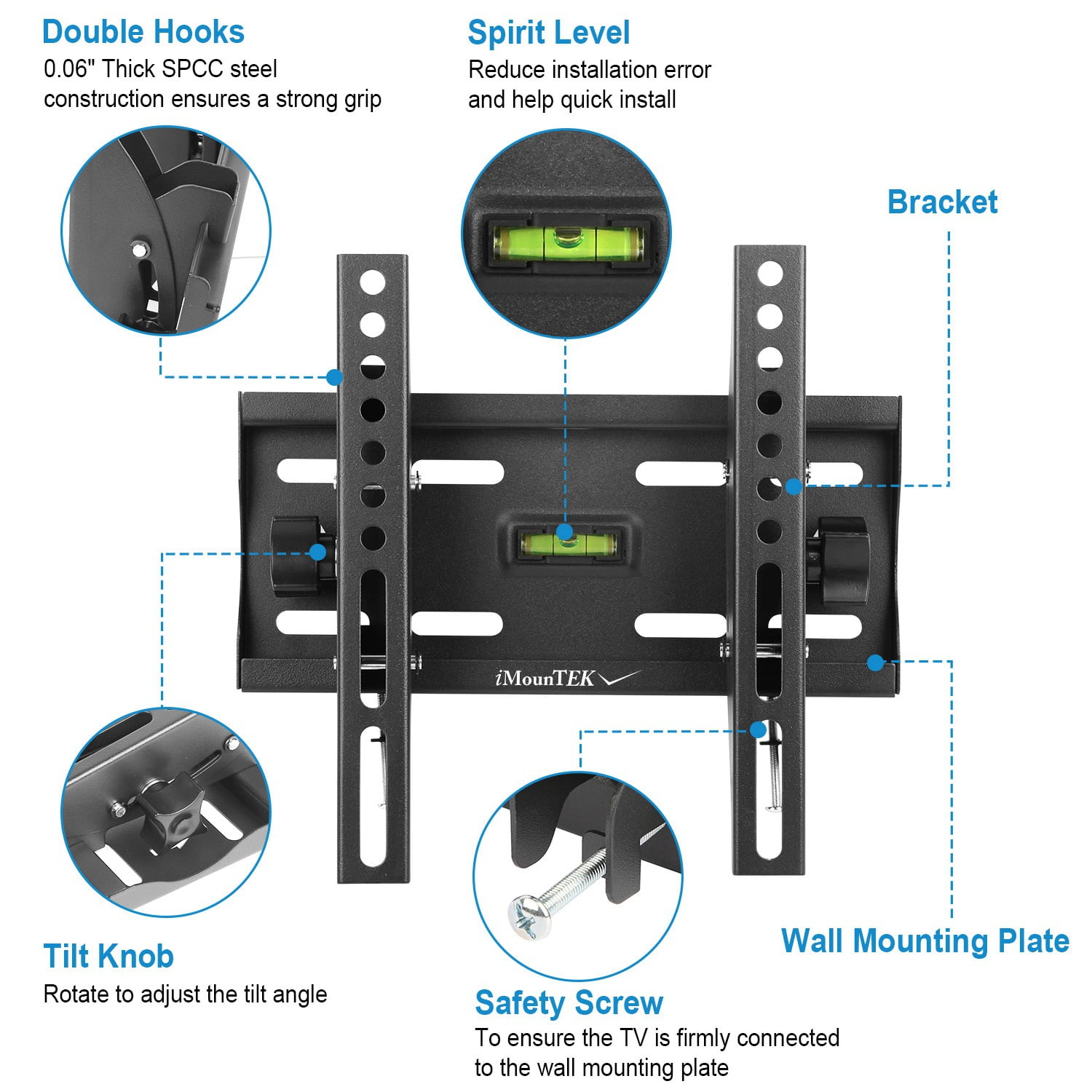 Moclever TV Wall Mount Bracket Tilt TV Rack for 23-42in LED LCD PLASMA Flat TV VESA 200x200mm, Black