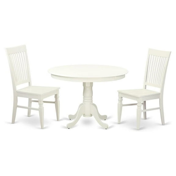 East West Furniture Hartland 3-piece Wood Dining Set in Linen White