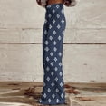 thumbnail image 4 of Xdegoge Geometric Floral Flare Jeans for Women High Waisted Straight Leg Trousers Comfy Stretch Denim Look Classic Button Pants Streetwear Trendy Casual Bottoms, 4 of 6