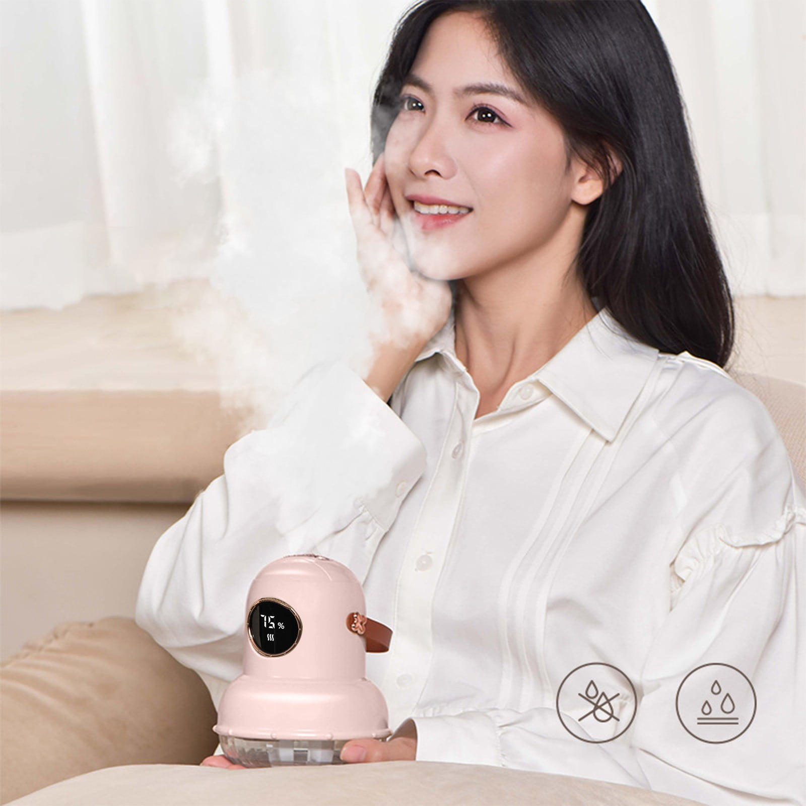 ZToonmas Night Ligh Humidifiers for Bedroom Usb Port Cool Mist Humidifier Portable Mini Humidifier With Led Screen Ultra-Quiet Wireless Humidifier Three Spray Modes for Baby Kids Bedroom Home