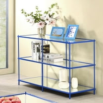 Scoles 2-Shelf Glass Top Console Table, Blue