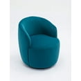 thumbnail image 4 of Swivel Barrel Chair, Modern Velvet Fabric Upholstered Accent Chair Armchair Lounge Chair with Metal Base, Comfy Single Sofa Chair with 360 Degree Swiveling for Living Room/Bedroom, Teal, 4 of 7