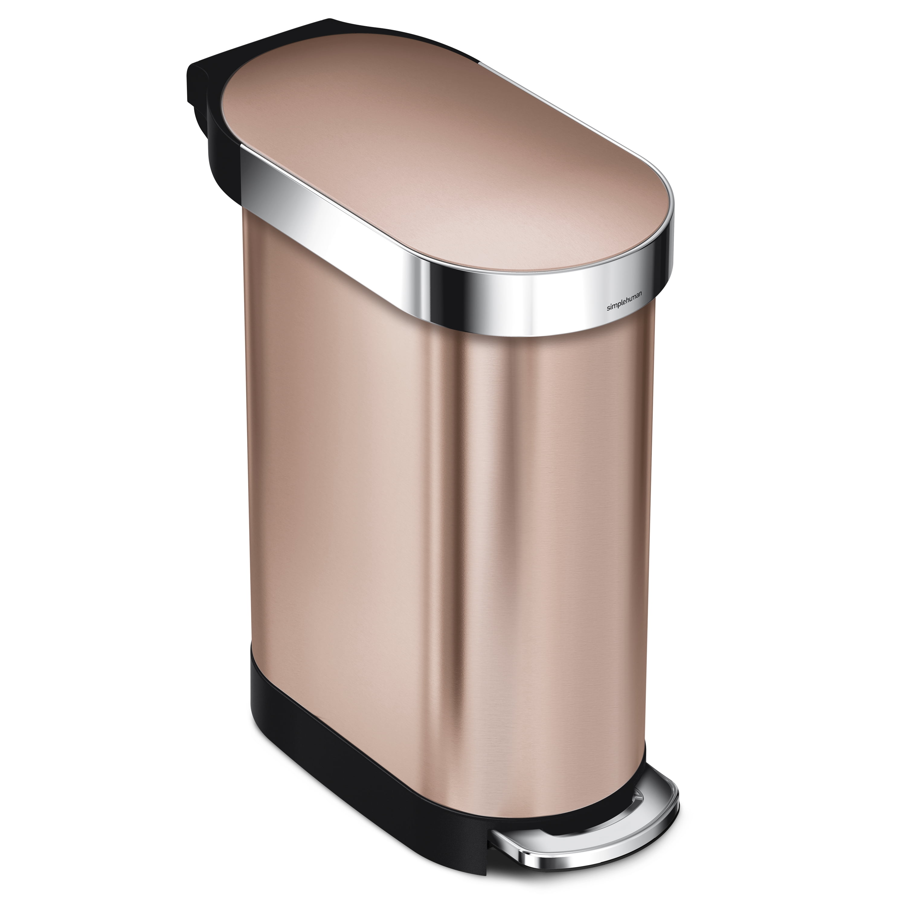 simplehuman 45 Liter / 12 Gallon Slim Hands-Free Kitchen Step Trash Can  with Liner Rim, Rose Gold Stainless Steel - Walmart.com