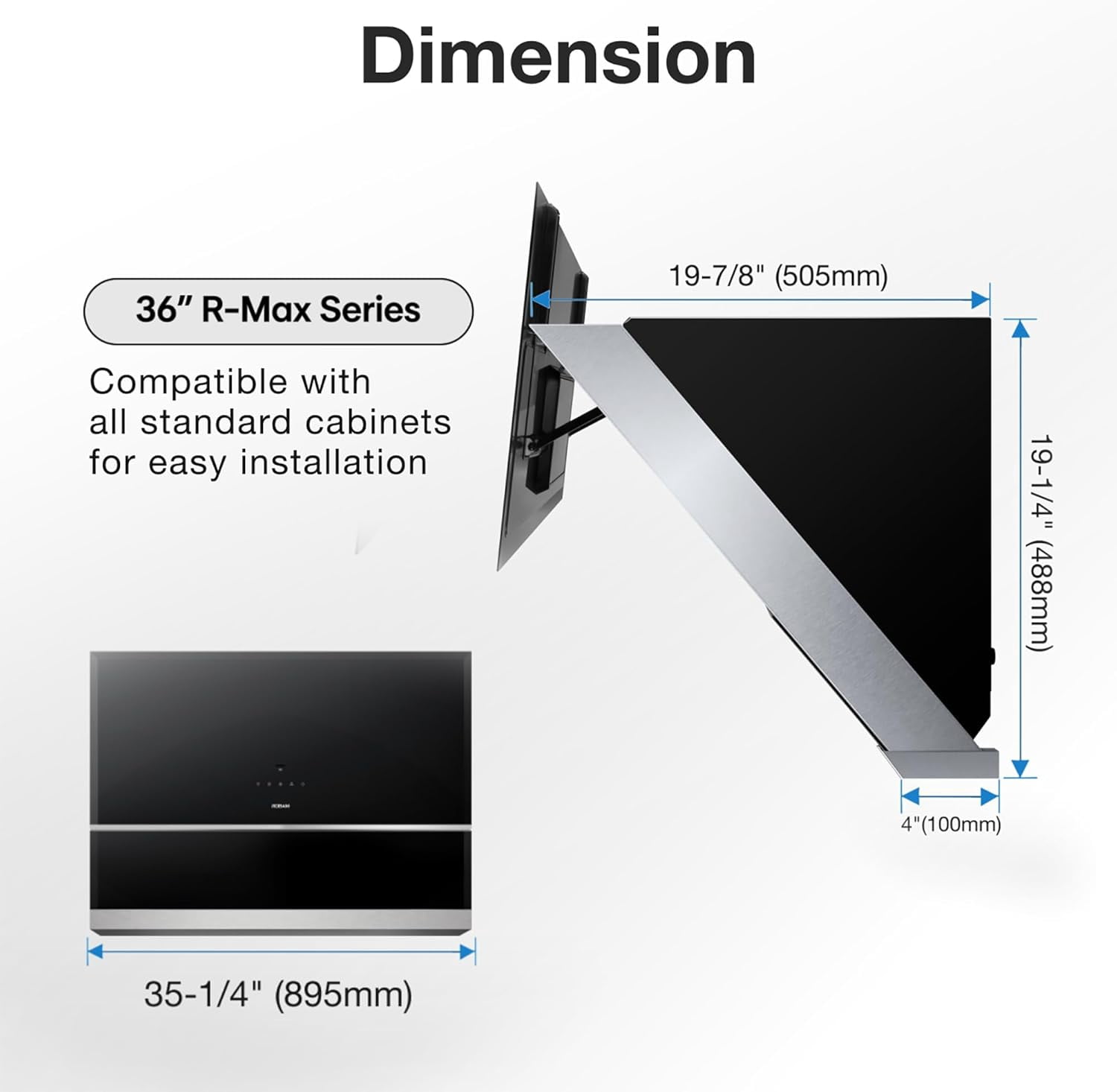 ROBAM 36" Under Cabinet Range Hood, 1300 CFM Wall Mount Kitchen Hood with 4 Speed Exhaust Fan, Gesture/Touch Control, LED Lights, BLDC Inverter Motor, Ducted Vent Hood for Kitchen