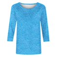 thumbnail image 5 of Elvqul T-Shirts for Women Graphic Plus Size Crew Neck Sky Blue Tops Comfortable 3/4 Sleeve Blouses Juniors T-Shirts, 5 of 5