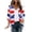 Light Blue, variant on 250th Anniversary USA Flag Cardigan for Women Loose Fit 4th of July Kimono Lightweight Chiffon Open Front Blouse Top