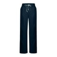 thumbnail image 6 of Women Wide Leg Drawstring Pants Solid Color Elastic Waist Casual Sweat Pants With Side Pockets Womens Cotton Linen Pants, 6 of 6
