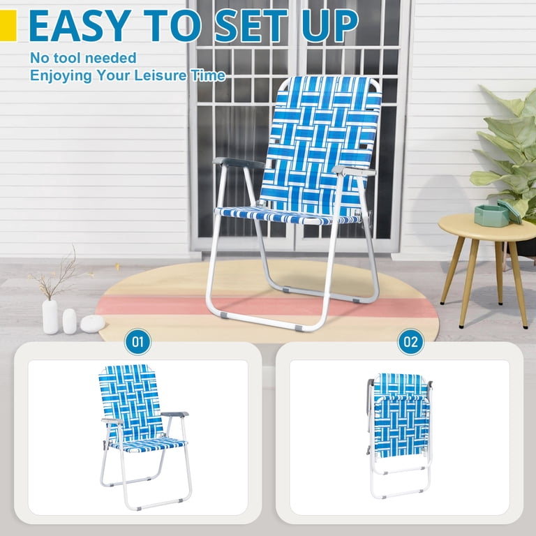 Ktaxon, Patio Folding Web Lawn Chair Set, 2 Pack, Light Blue