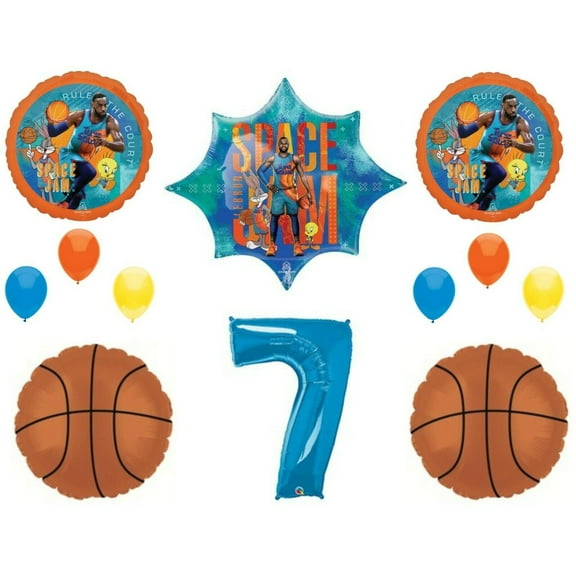 Space Jam 2 7th Birthday Looney Tunes Party Basketball balloons Decoration Bugs