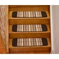 thumbnail image 4 of Millenium Stair Tread Treads Indoor Skid Slip Resistant Carpet Stair Tread Treads Geometric Design Machine Washable 8 ½ inch x 30 inch (Set of 13, Squares Brown), 4 of 6