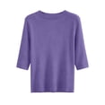thumbnail image 4 of LEKODE Women's Pullover Top Crew Neck Half Sleeve Summer Tee Tops Cotton Top Knit Tops Lazy and Relaxed Gauze Blouses Tops Breathable Shirts Business Casual Outfits for Women Purple XL, 4 of 9