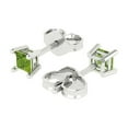 thumbnail image 2 of 0.5 ct Push-Back Stud Earrings for Women | 3.5mm Princess Cut Natural Peridot | 18K White Gold, 2 of 5