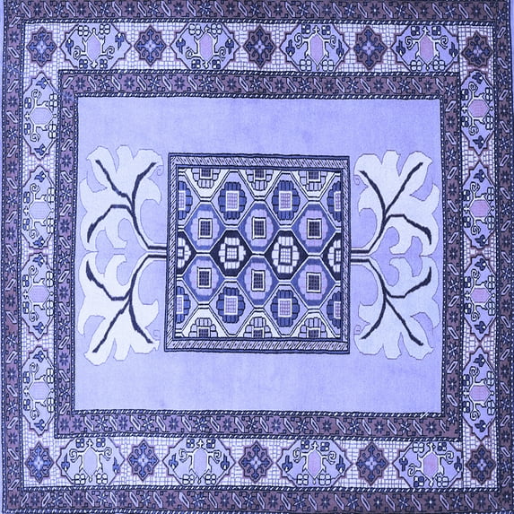 Ahgly Company Machine Washable Indoor Square Persian Blue Traditional Area Rugs, 5' Square