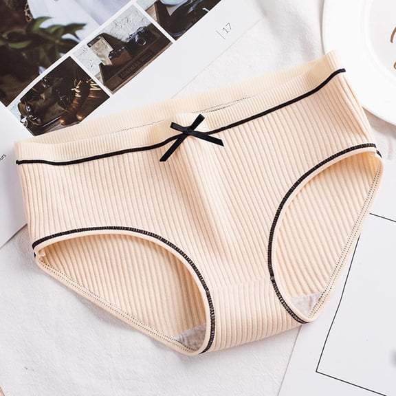 JUSLIO Panties for Women Cotton Briefs Comfortable Breathable Soft Underwear Beige L