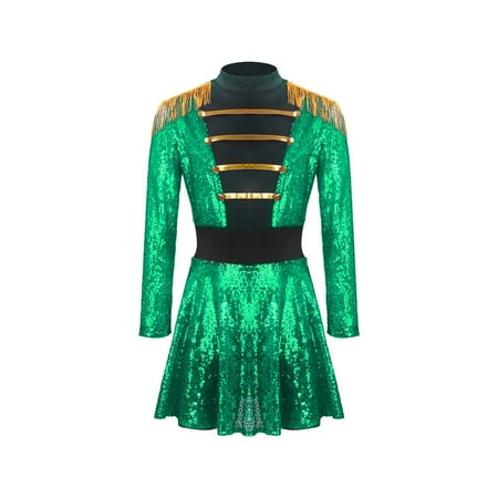 Wensltd Men Womens Costume Circus Sequins Shiny Ringmaster Leotard Dress for Halloween Party