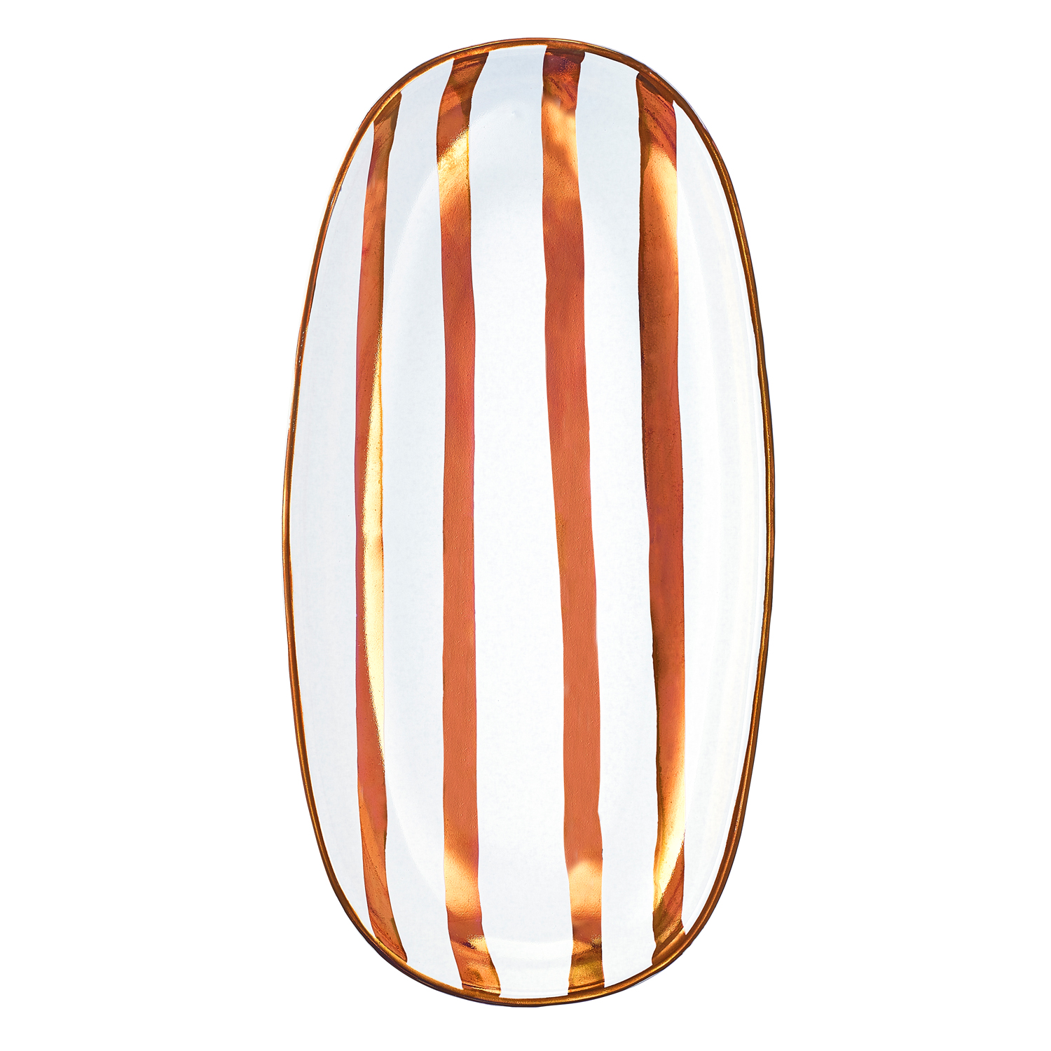Rose Gold Striped 2-Piece Oval Stoneware Serving Platter - image 2 of 5