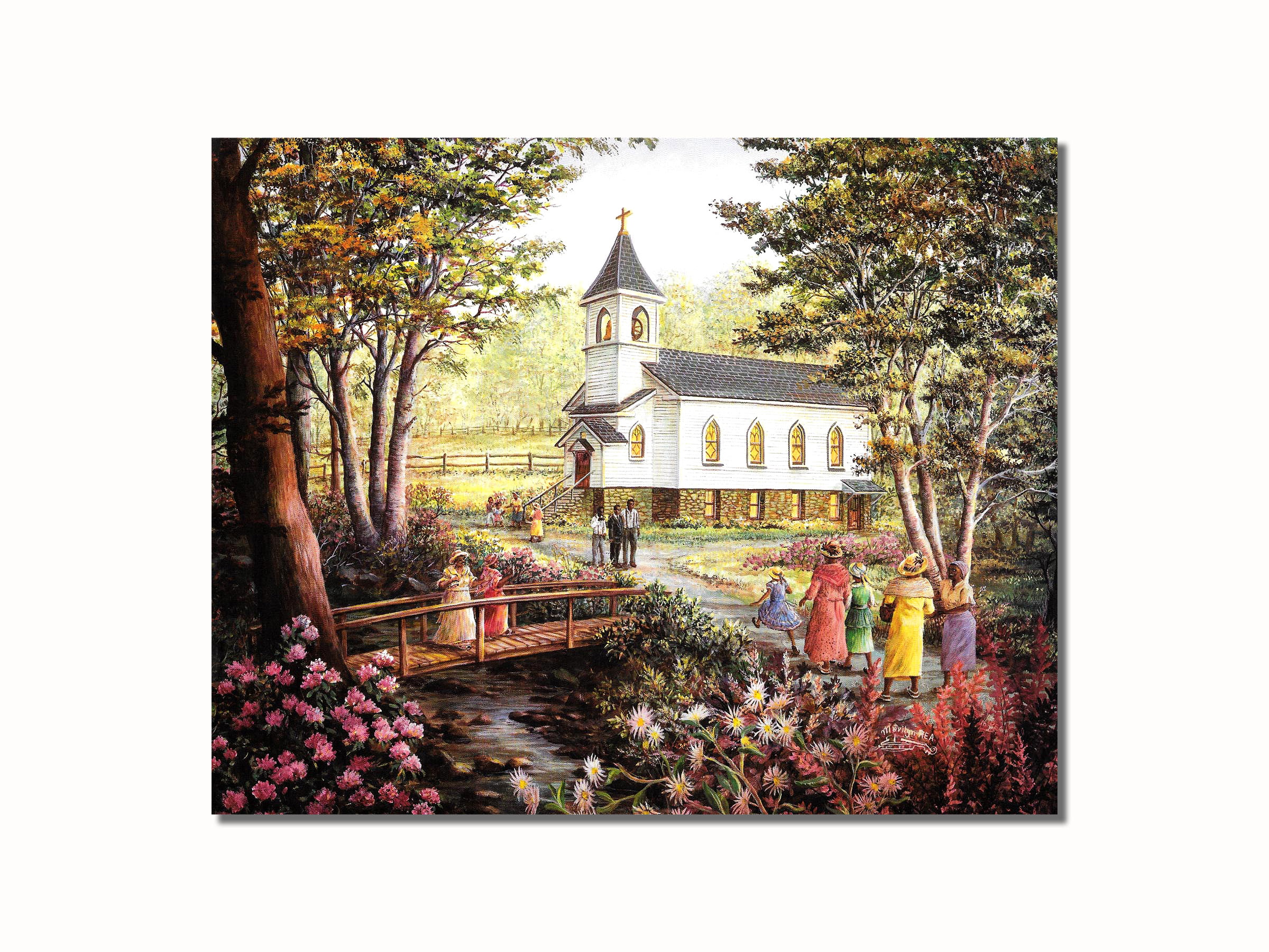 Black Church Funeral by Cotton Field Wall Picture 8x10 Art Print 