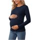 thumbnail image 1 of Neewe Women's Cotton Blend Solid Color Crew Neck Long Sleeve Maternity T-Shirt Top Pregnancy Shirt, 1 of 8
