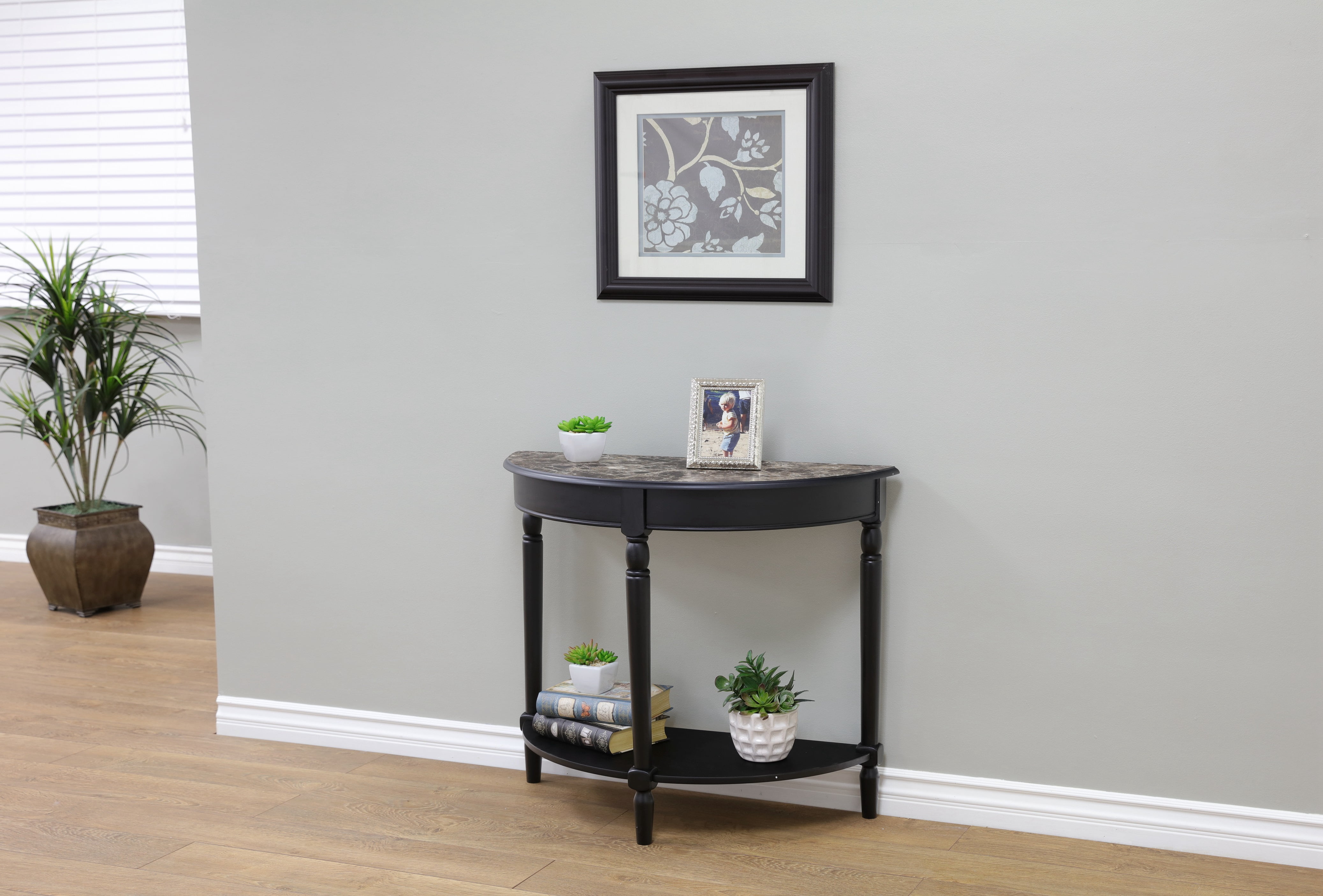 Half Moon Entryway Table With Faux Marble Top Console Furniture Accent