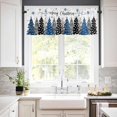 thumbnail image 3 of Christmas Kitchen Curtains and Valances Set, Rod Pocket Curtains Tier Farmhouse Window Curtains 36 Inch Length, Winter Snowflake Blue Black Grey Xmas Trees 3 Piece Kitchen Curtains Set, 3 of 6