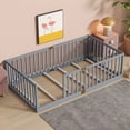 thumbnail image 3 of Miniyam Twin Size Floor Bed with High Safety Fence for Kids, Gray, 3 of 7