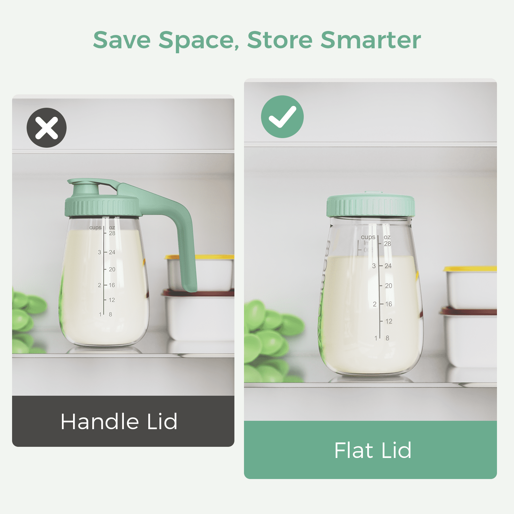 Momcozy Glass Breast Milk Pitcher Lid, Leak Proof, Easy-Open