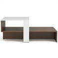 thumbnail image 5 of Modern Double Layered Dual Color Coffee Table | White & Brown Engineered Wood | 31" L x 16" W | 2-Tier Storage for Living Room, 5 of 9