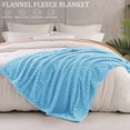 thumbnail image 3 of Exclusivo Mezcla Large Soft Fleece Throw Blanket, 50"x70" Stylish Jacquard Throw Blanket for Couch, Cozy, Warm, Lightweight Blue Blanket, 3 of 10