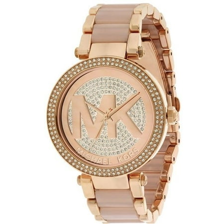 Michael Kors Women's Parker Blush Acetate and Rose Gold-Tone Watch...