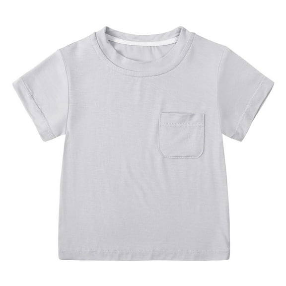 Qingpeng Boys Girls Solid T-Shirts Crew Neck Short Sleeve Casual Tops Toddler Summer Cotton Tees