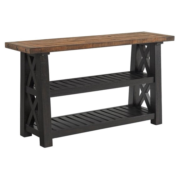 Martin Svensson Home Bolton 55" Solid Wood Sofa Table Black Stain and Natural