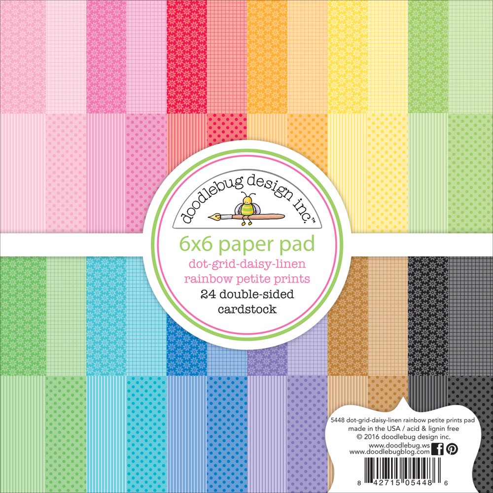 Doodlebug Petite Prints DoubleSided Paper Pad 6"X6" 24/Pkg Dot/Grid