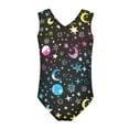 thumbnail image 2 of FOR U DESIGNS Colorful Moon Star One-Piece Swimsuit for Swimming Surfing Stretchy Sleeveless Dancing Bodysuit Skin-Friendly V Neck Bathing Suit for Girls 3-4T, 2 of 8