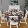 thumbnail image 2 of Pioneer Flower Floral Print Pattern Round Tablecloth 60"x60",Wrinkle Wipeable Table Cloth for Kitchen Dining Room Picnic Patio Party, 2 of 6