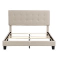 thumbnail image 4 of Hommoo Modern Platform Bed with Tufted Headboard, Queen Size Wood Bed Frame, Linen Fabric Upholstered Bed, Box Spring Needed,Beige, 4 of 7