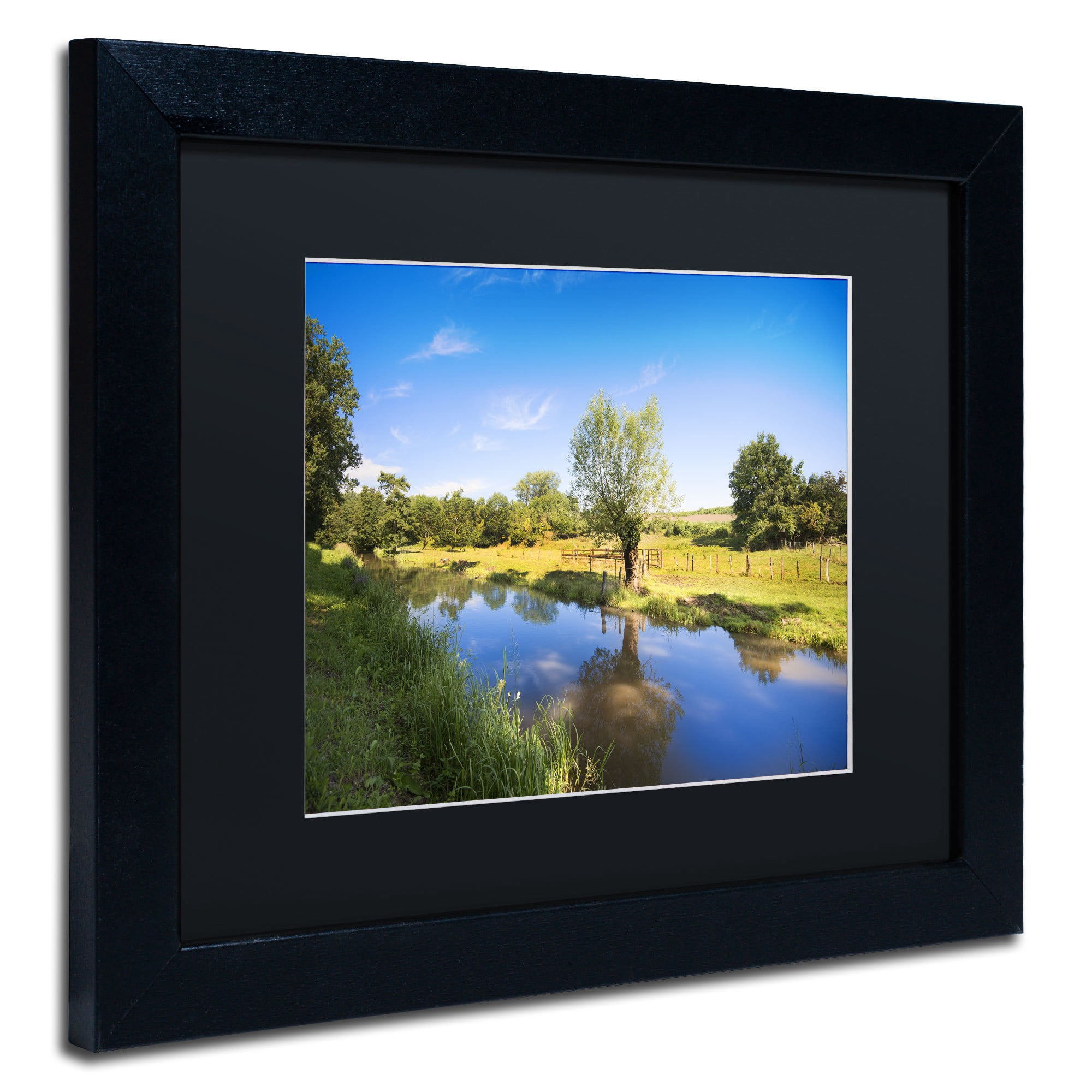 Trademark Fine Art "Blue Brook" Canvas Art by Philippe Sainte-Laudy, Black Matte, Black Frame