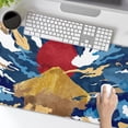 thumbnail image 4 of Blue White Japanese Anime Gaming Mouse Pad XXL Aesthetic Gold Mountian Red Sun Extended Big Large Desk Mat Non-Slip Rubber Base Stitched Edge Long Keyboard Mousepad for PC Computer,35.4×15.7 Inches, 4 of 14