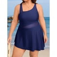 thumbnail image 6 of Asoul Plus Size One Piece Swimsuit Swim Dress Mesh Cutout Skirt Bathing Suits Women Side Split Modest Swim Suits, 6 of 8