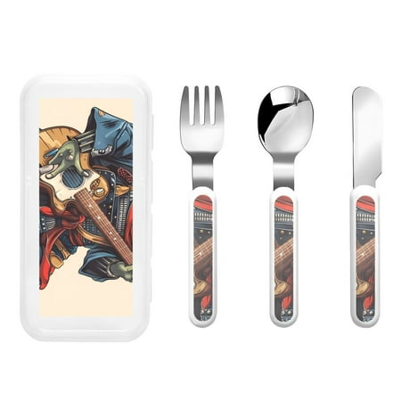 

Rateoe Samurai Frog Guitar for Stainless Steel Kids Silverware Set - Child and Toddler Safe Flatware - Children s Knife Fork And Spoon Set