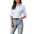 thumbnail image 4 of CAMISAS CASUALS INSPIRE CHIC DE BOTONES PARA MUJER CON CUELLO Y MANGAS LARGAS ROLADAS L BLANCA, 4 of 6