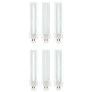 (6 bulbs) GE Bright White 26 watt Plug-in CFL, G24q-3 base, 6.4 inch, F26DX 3500K, 1800 lumen, compact fluorescent light bulb