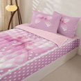 thumbnail image 3 of Homewish Cute Coquette Bow Zipper Twin Comforter Sets with Fitted Sheet and 2 Pillowcases,Pink Bows Cute Polka Dot Zipper Bedding Set For Girls Kids,Pink Reversible,4 Pieces, 3 of 7