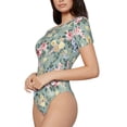 thumbnail image 2 of Balery Rose Flowers Women's Short Sleevee Crew Neck Bodysuit Tops Short Sleeve Tops Basic-XX-Large, 2 of 9