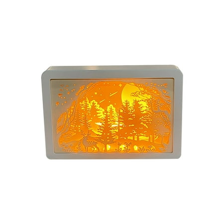 

Kojanyu Paper Carving Lamp 3D Light And Shadow Small Table Lamp Creative Shadow Painting Stereo Decoration Paper-Cut Light Box Festive Romantic Atmosphere Lights Clearance