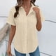 thumbnail image 1 of TaTaai Women's Casual V-Neck Top Short Sleeve Button Front Solid Color Blouse Soft Lightweight Comfy Spring Summer Daily Beach Wear Gift, 1 of 7