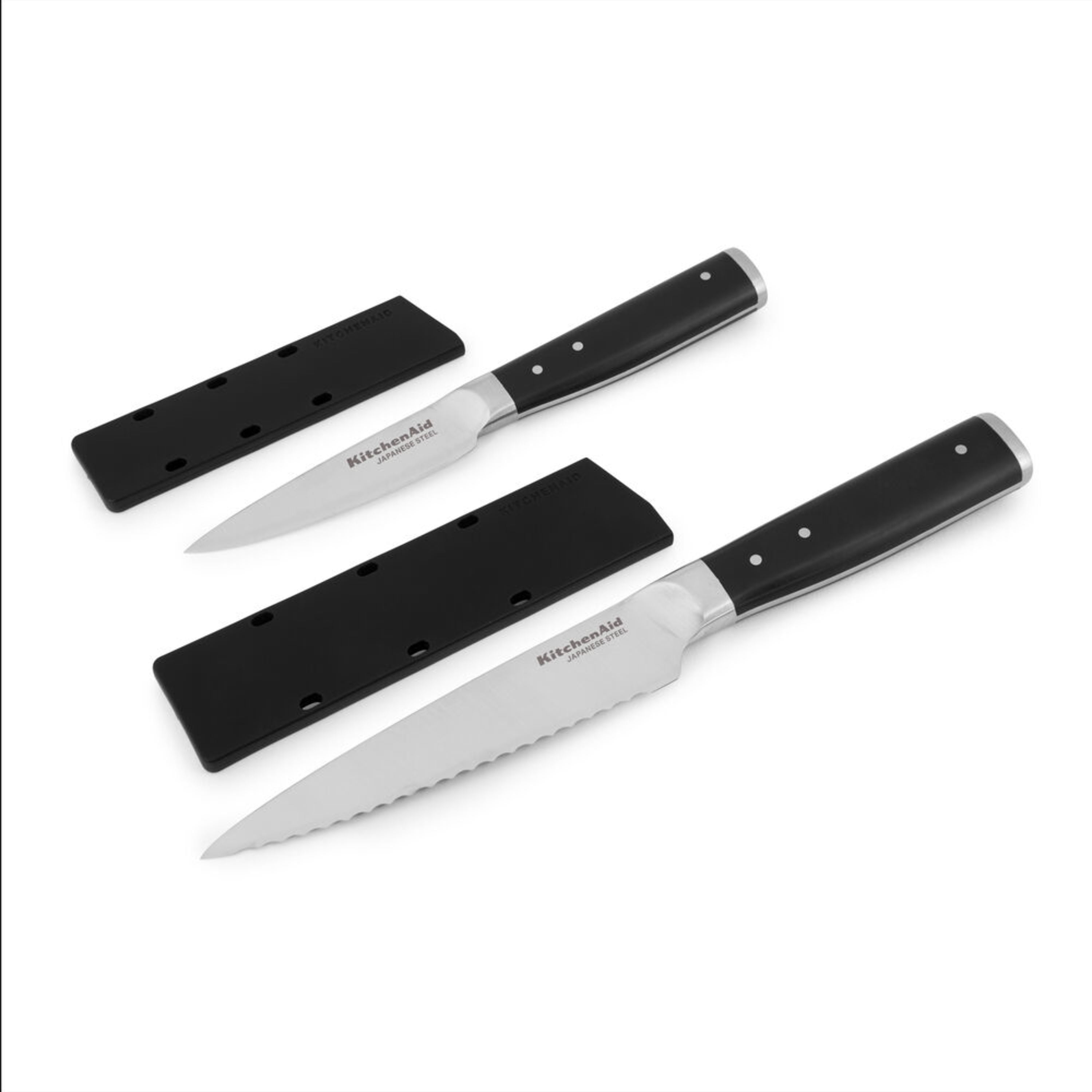 Kitchenaid Gourmet 2-piece Forged Tripe-Rivet Utility and Paring Knife Set with Blade Covers, Black