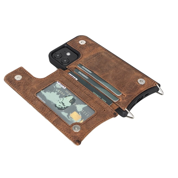 iPhone 12/ iPhone 12 Pro Crossbody Full Grain Leather Phone Case