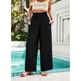 thumbnail image 5 of Yesfashion Womens Elastic High Waisted Palazzo Pants Casual Wide Leg Long Lounge Pant Trousers with Pocket, 5 of 9