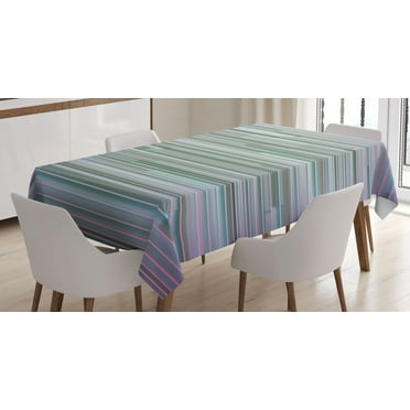 Minimalist Decor Tablecloth, Mixed Parallel Flat Lines Merging Stripes in Various Levels Artwork Print, Rectangular Table Cover for Dining Room Kitchen, 60 X 84 Inches, Blue Lilac, by Ambesonne