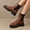 Brown, variant on YOUYEDIAN Boots for Women Fashion Fall Winter Block Heel Comfy British Ankle Booties Leather Warm Casual Outdoor Round Toe Shoes